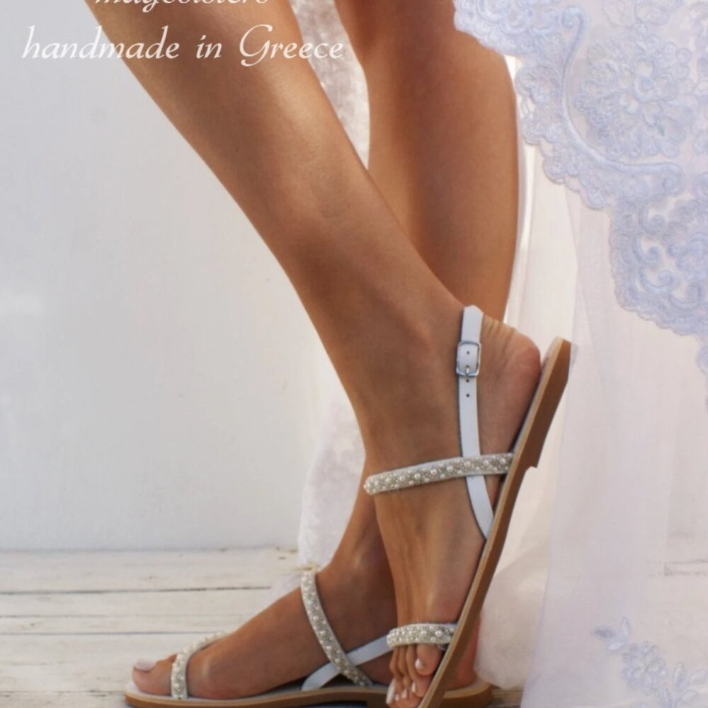 White bridal sandals women's size 8 (brand new)